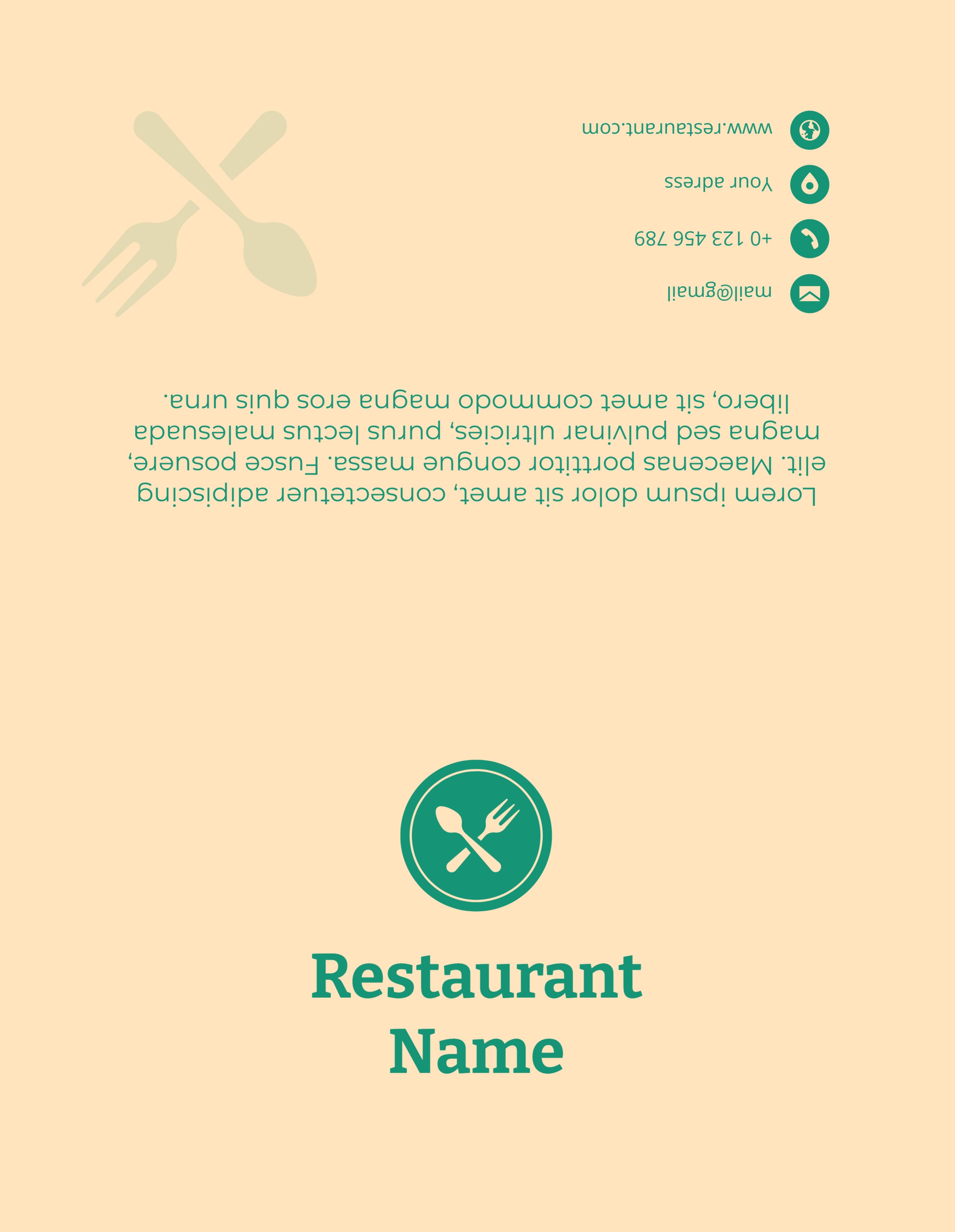 Brochure Half-fold (8.5 x 5.5) Horizontal_Restaurant 2