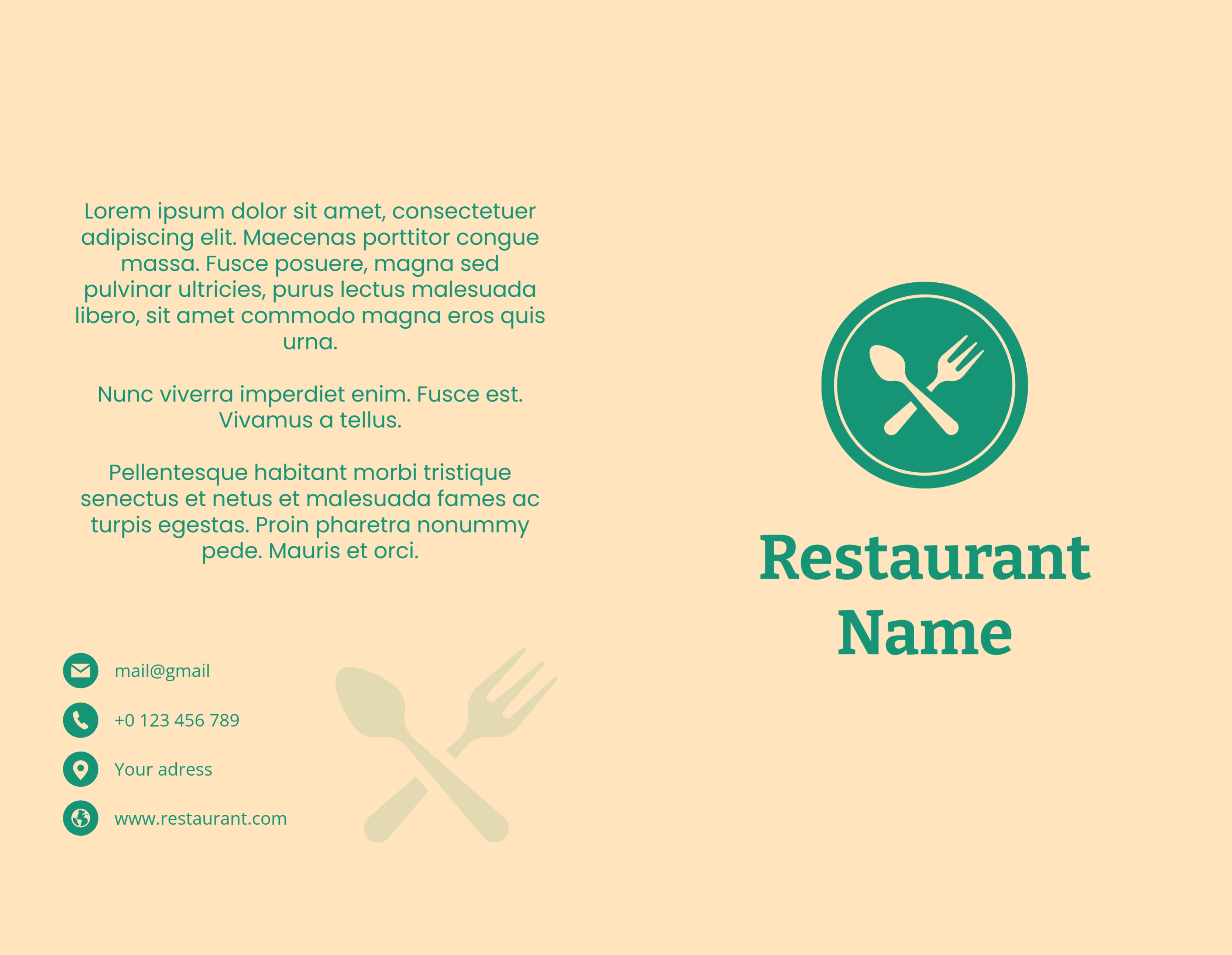Brochure Half-fold (8.5 x 5.5) Vertical_Restaurant 2