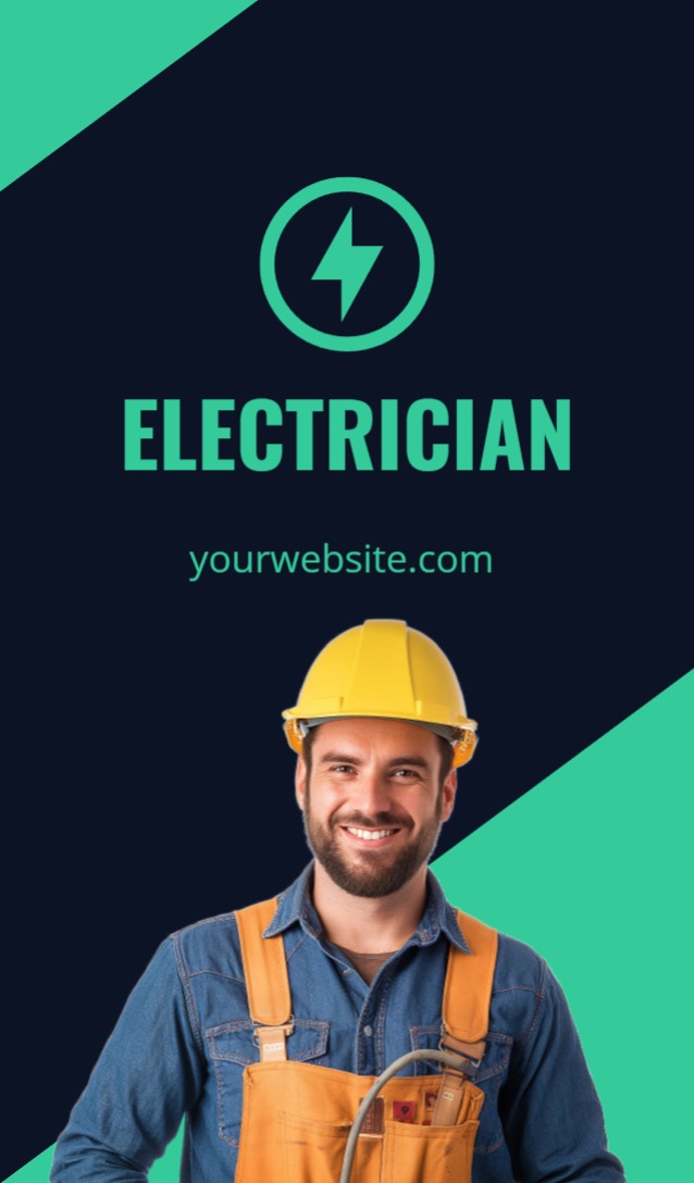 Deluxe Business card - Vertical (2 x 3.5) Rounded Corners_Electrician 2